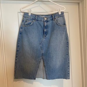Topshop Moto Midi Denim Split Skirt